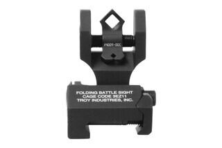 The Troy Industries Folding Rear BattleSight with Di-Optic Apertures features a black anodized finish